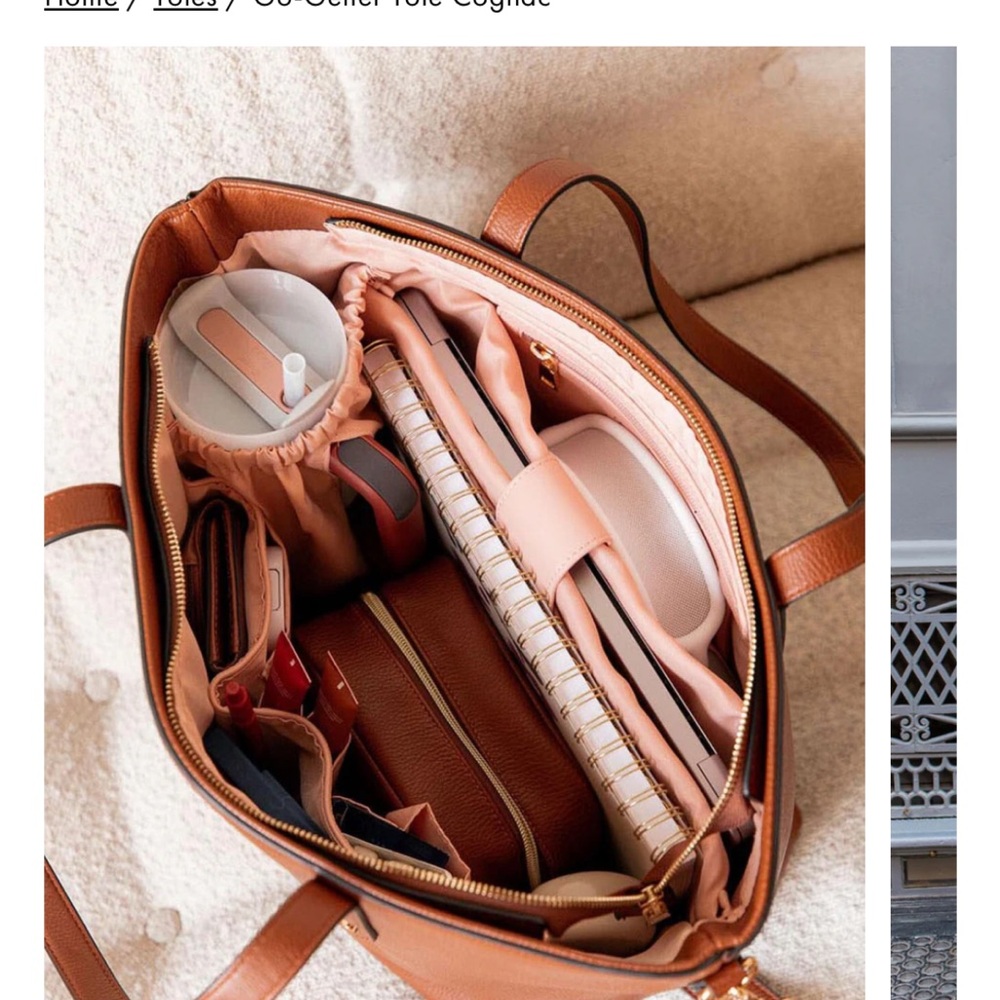 Poppy & Peonies Cognac Tote Bag